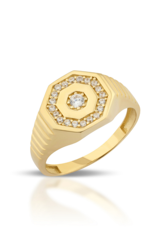 14 Ayar Altın Sekizgen Yüzük - 1