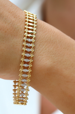 14 Ayar Altın Sıralı Baklava Bileklik - 2