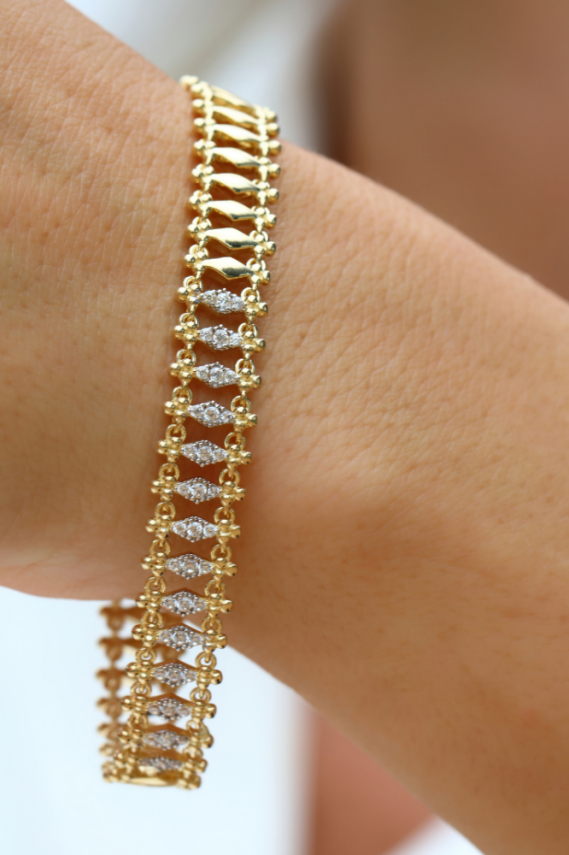 14 Ayar Altın Sıralı Baklava Bileklik - 2