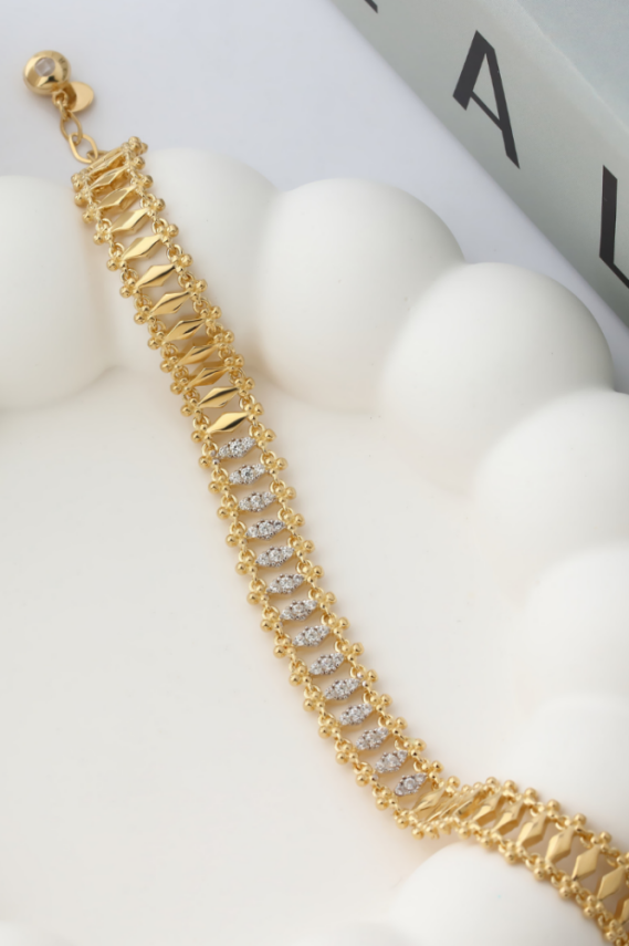 14 Ayar Altın Sıralı Baklava Bileklik - 1