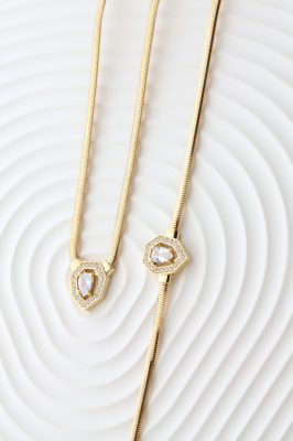 14 Ayar Altın Taşlı Damla İkili Takım