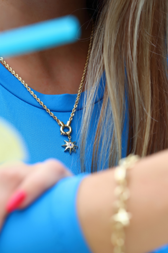 14 Ayar Altın Taşlı Kutup Yıldızı Kolye - 4