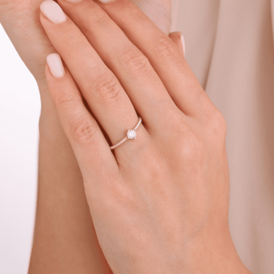 14 Ayar Altın Tektaş Burgu Yüzük - 2