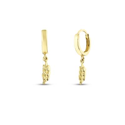 14 Ayar Altın Yaprak Küpe