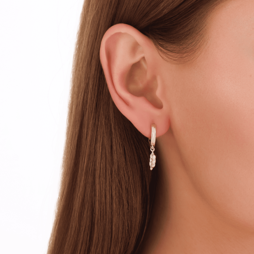 14 Ayar Altın Yaprak Küpe - 2