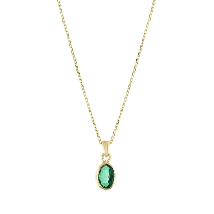 14 Ayar Altın Yeşil Zarafet Kolye - 3