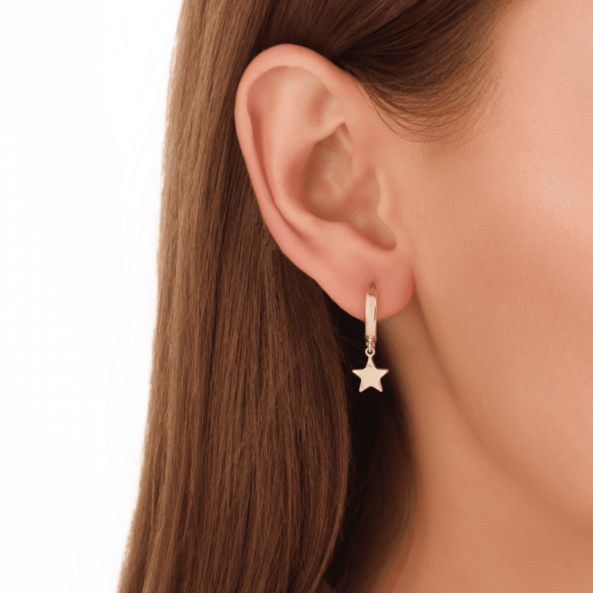 14 Ayar Altın Yıldız Küpe - 2