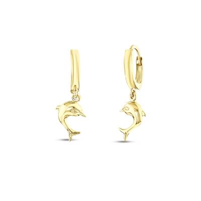 14 Ayar Altın Yunus Küpe